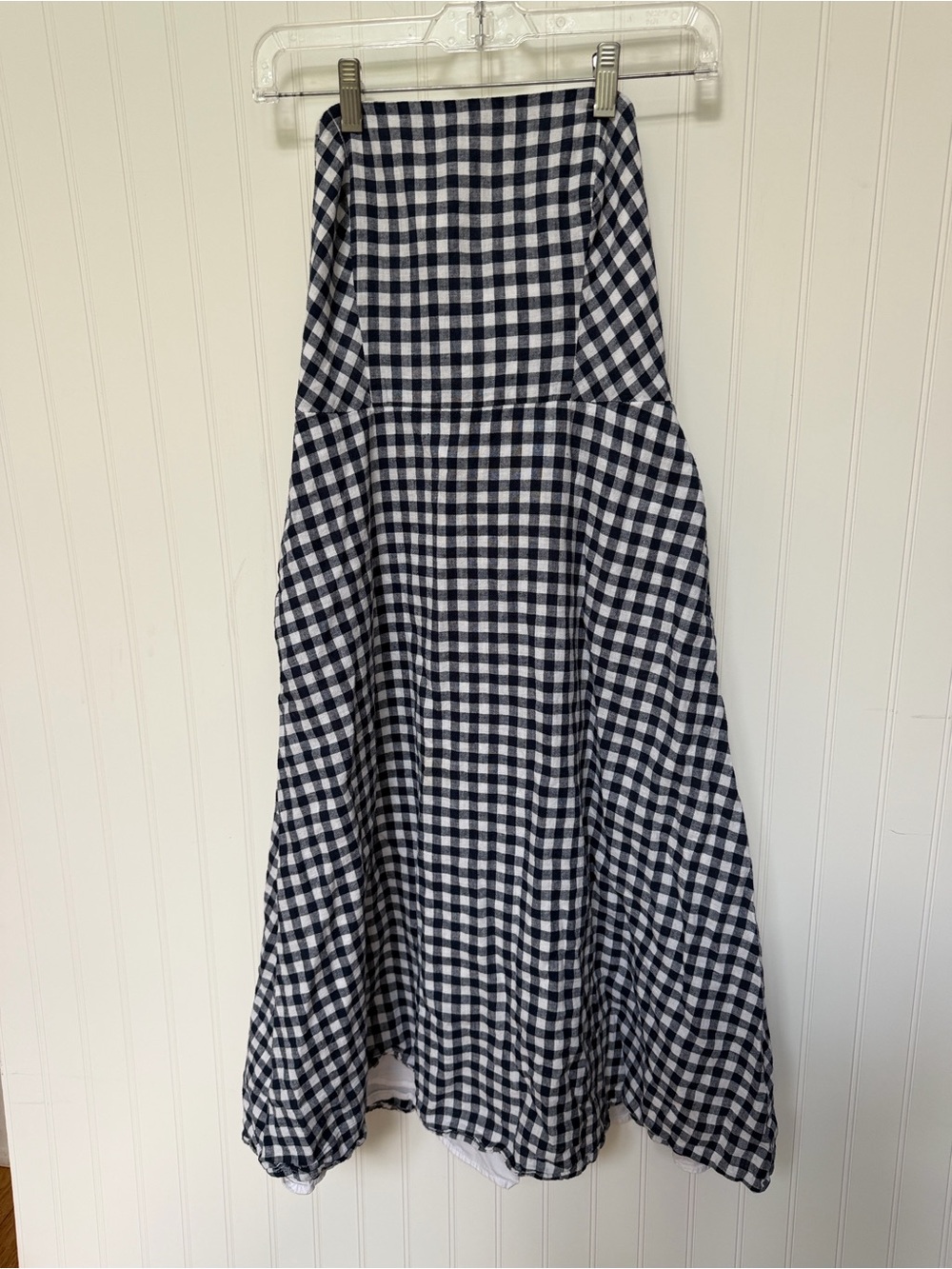 (356)Draper James Navy & White Gingham A-Line Skirt